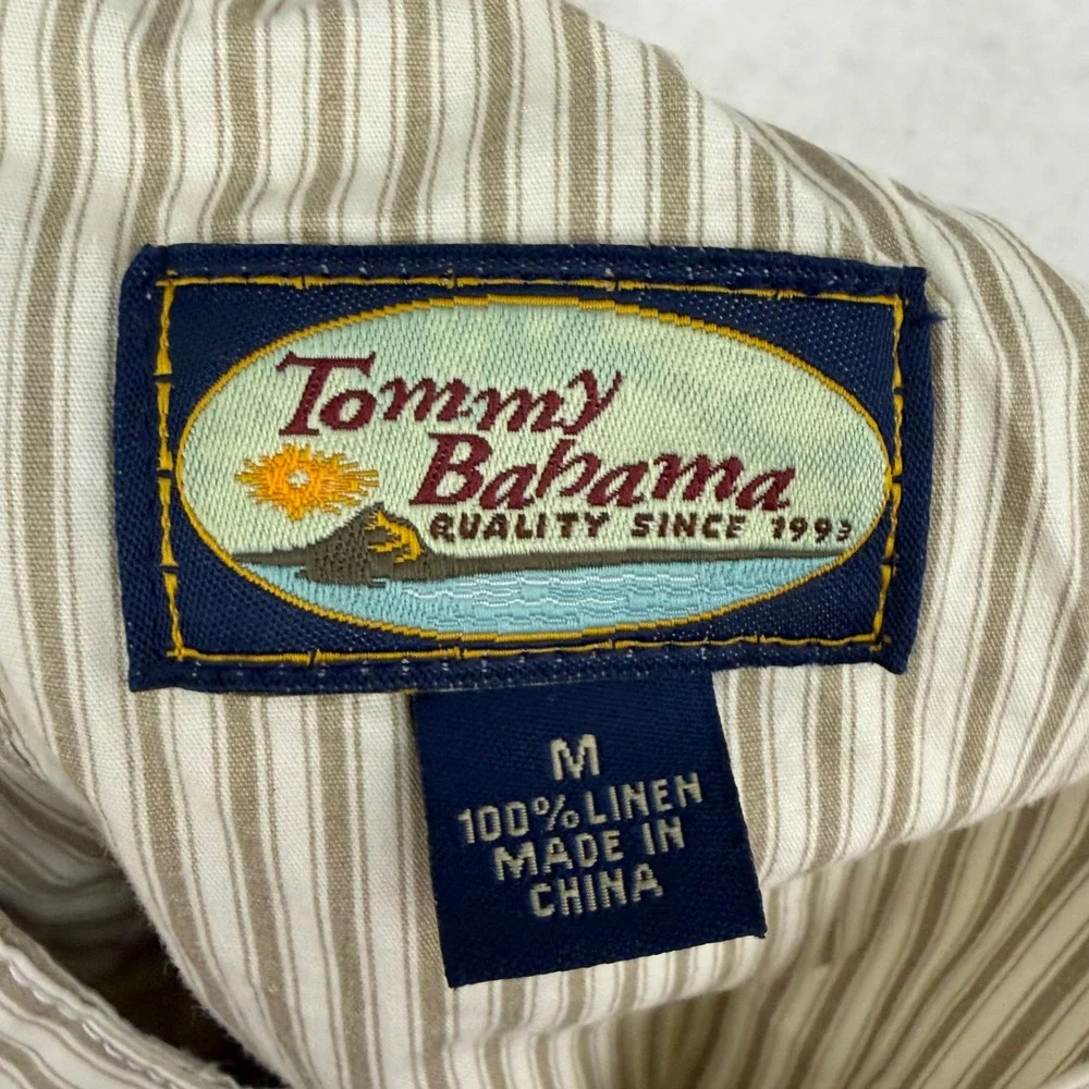 Tommy Bahama Cargo Pants Mens Medium Beige 100% Linen Drawstring Relaxed